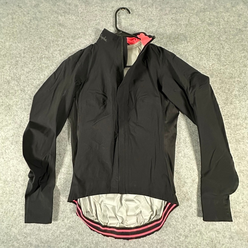 Rapha Pro Team Race Cape Cycling Jacket Women Small Black Pink Waterproof